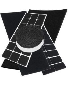 Almohadillas autoadhesivas de fieltro en negro, cuadradas o rectangulares, en muchos tamaños, grosor 3,5 mm 
