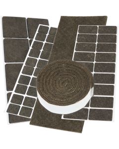 Almohadillas autoadhesivas de fieltro en marrón, cuadradas o rectangulares, en muchos tamaños, grosor 3,5 mm