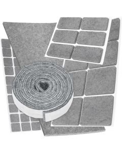 Almohadillas autoadhesivas de fieltro en gris, cuadradas o rectangulares, en muchos tamaños, grosor 3.5 mm