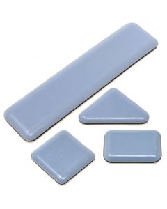 Deslizantes de PTFE autoadhesivos, grosor 5 mm, color azul-gris, angulares y triangulares, muchos tamaños